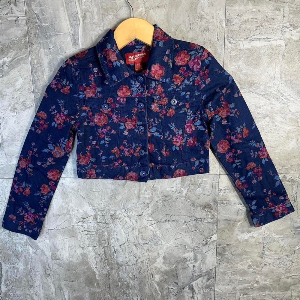 Vintage‎ Arizona jeans Company Blue and red floral cropped jacket kids Medium 8Y